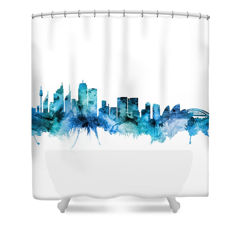 Sydney Shower Curtain featuring the digital art Sydney Australia Skyline by Michael Tompsett