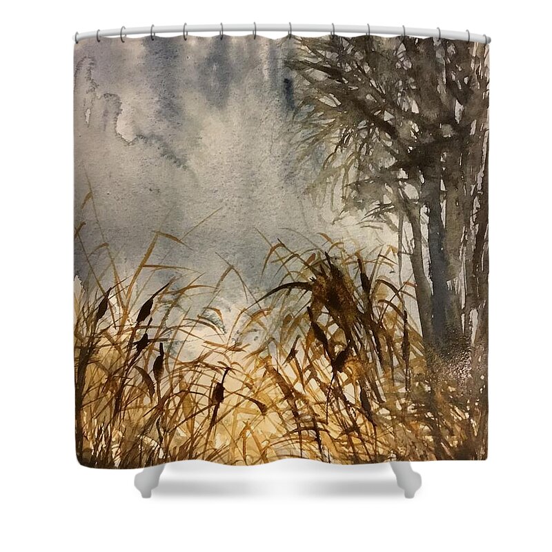 1142029 Shower Curtain featuring the painting 1142019 by Han in Huang wong