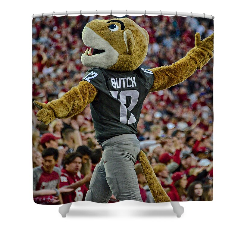 Football Shower Curtain featuring the photograph #12 Butch #12 by Ed Broberg