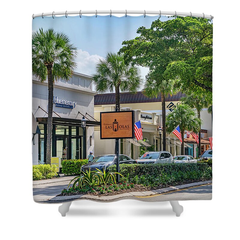 Estock Shower Curtain featuring the digital art Las Olas Blvd, Fort Lauderdale, Fl #12 by Laura Zeid