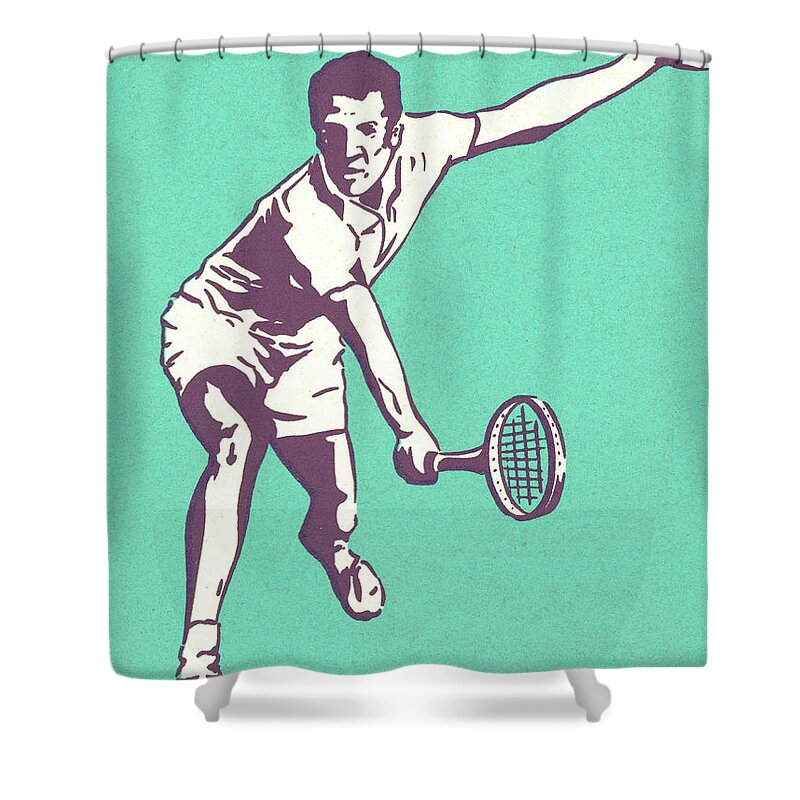 Adult Shower Curtain featuring the drawing Tennis Player #12 by CSA Images