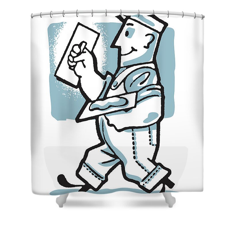 Adult Shower Curtain featuring the drawing Bricklayer #13 by CSA Images