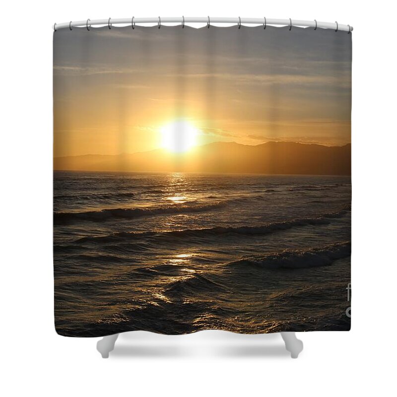 Sunset Shower Curtain featuring the photograph Pacific Sunset , Santa Monica, California #13 by John Shiron