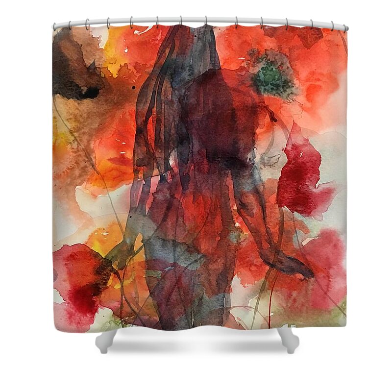 1382019 Shower Curtain featuring the painting 1382018 by Han in Huang wong