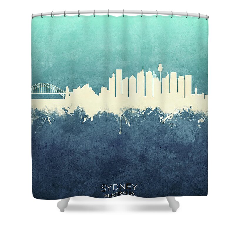 Sydney Shower Curtain featuring the digital art Sydney Australia Skyline by Michael Tompsett