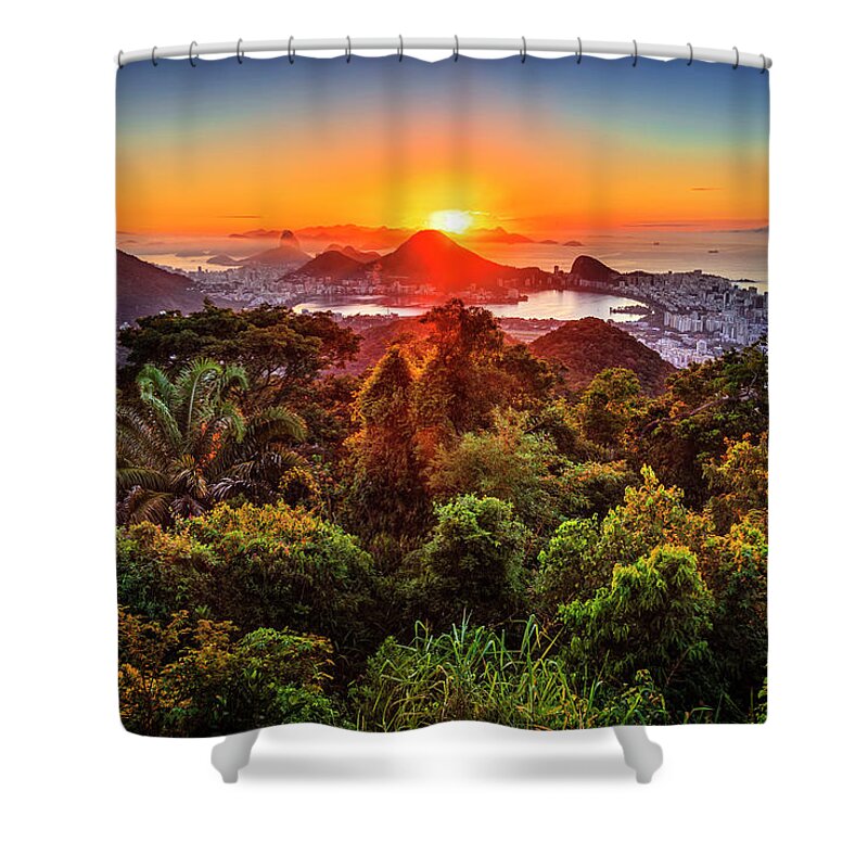 Estock Shower Curtain featuring the digital art Cityscape, Rio De Janeiro, Brazil #15 by Antonino Bartuccio