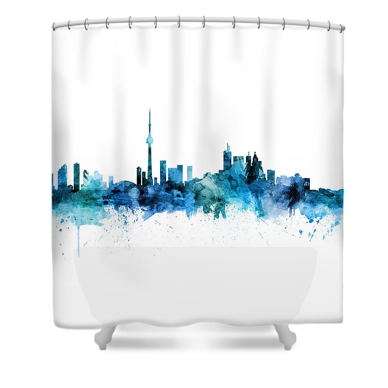 Toronto Shower Curtain featuring the digital art Toronto Canada Skyline by Michael Tompsett