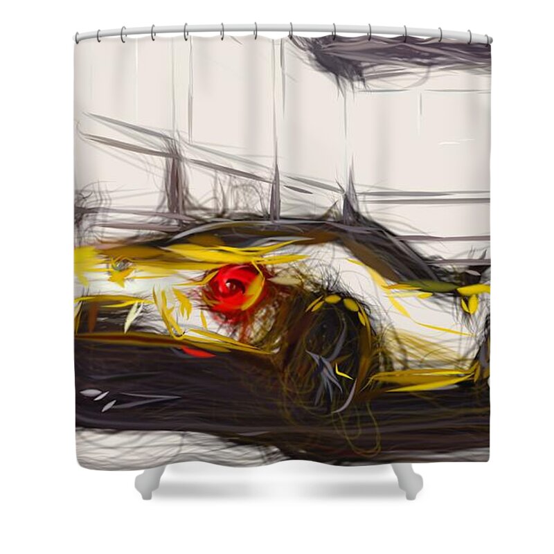 Alfa Shower Curtain featuring the digital art Alfa Romeo 4C Spider Drawing #19 by CarsToon Concept