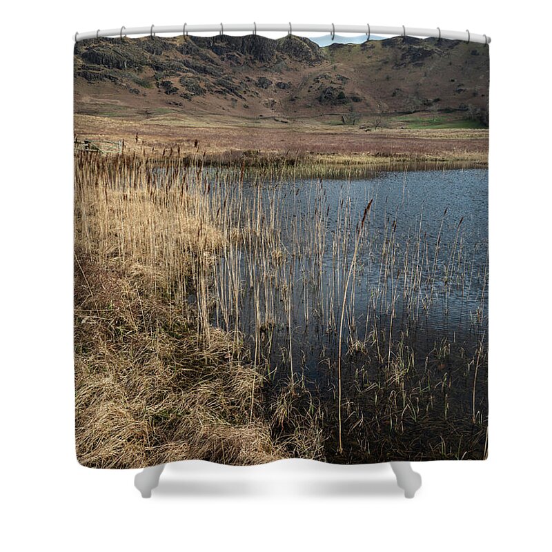 Landscape Shower Curtain featuring the photograph Beautiful vibrant sunrise landscape image of Blea Tarn in UK Lak #19 by Matthew Gibson