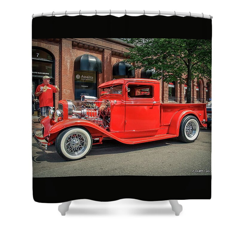 2014 Shower Curtain featuring the photograph 1930s Ford hot rod pickup by Ken Morris