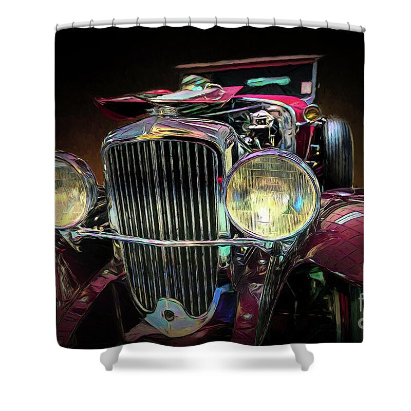 Cars Shower Curtain featuring the mixed media 1931 Duesenberg Model J by DB Hayes
