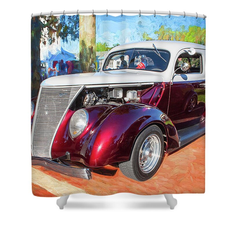 1937 Ford 2 Door Slant Back Shower Curtain featuring the photograph 1937 Ford 2 Door Slant back Hot Rod 11a by Rich Franco