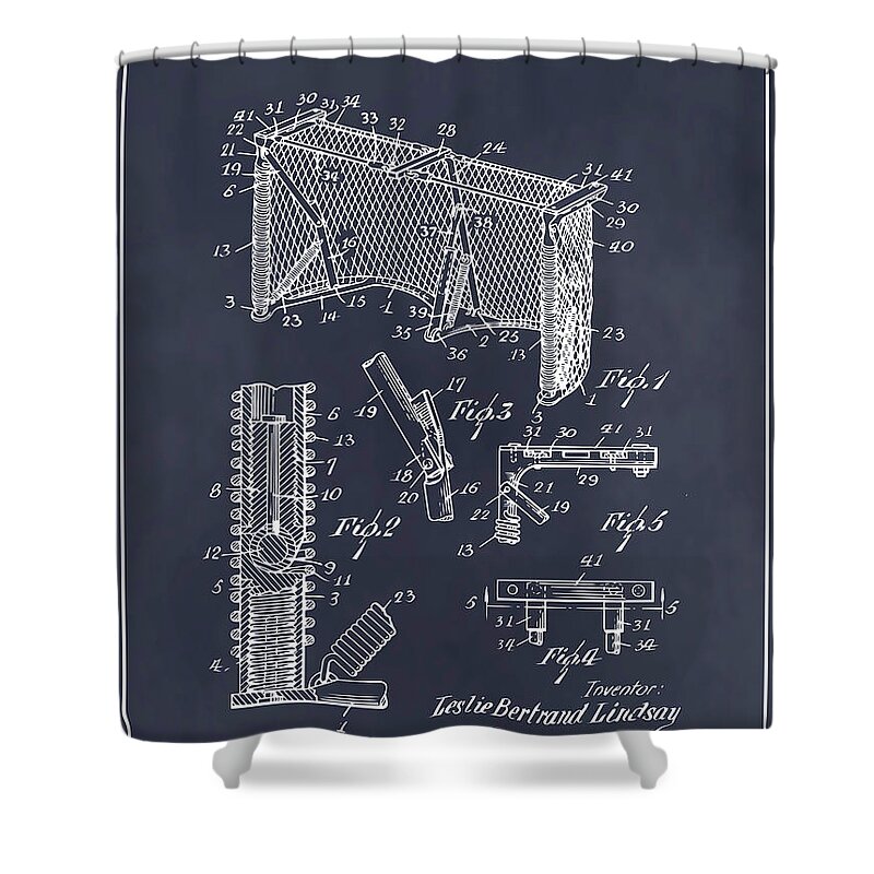 Art & Collectibles Shower Curtain featuring the drawing 1947 Hockey Goal Patent Print Blackboard by Greg Edwards