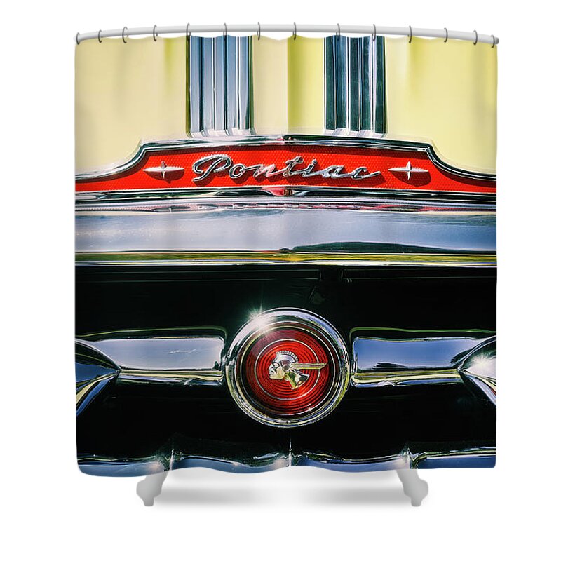 Vehicle Shower Curtain featuring the photograph 1953 Pontiac Grille by Scott Norris