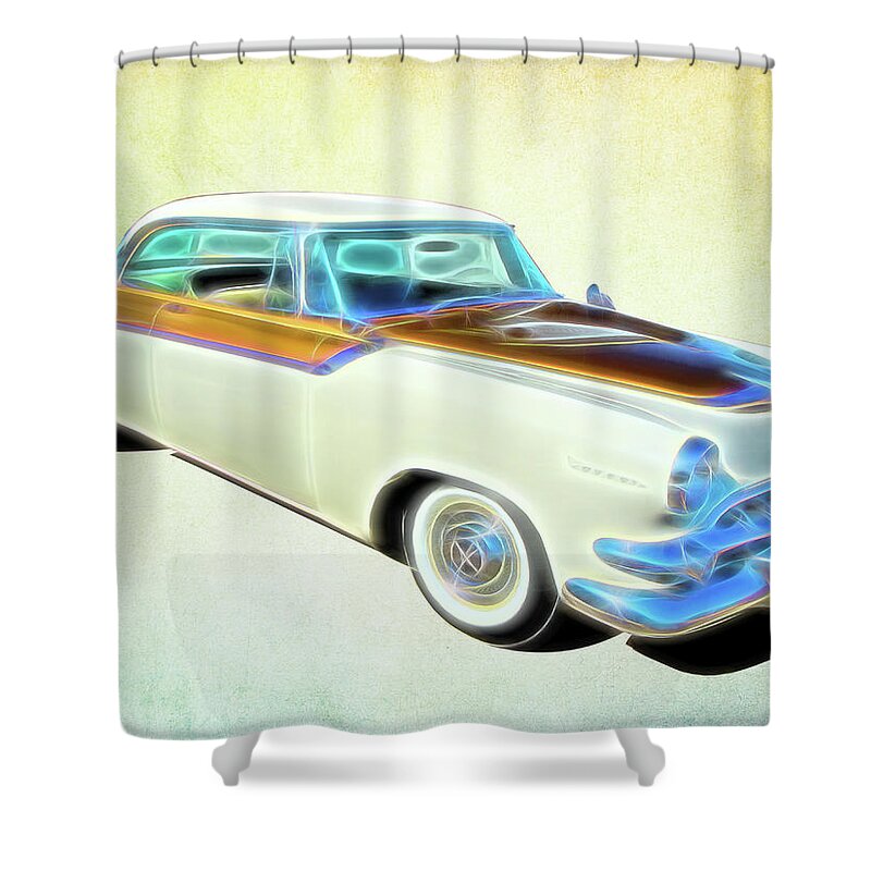 1956 Dodge Sedan Shower Curtain featuring the digital art 1956 Dodge Royal by Rick Wicker