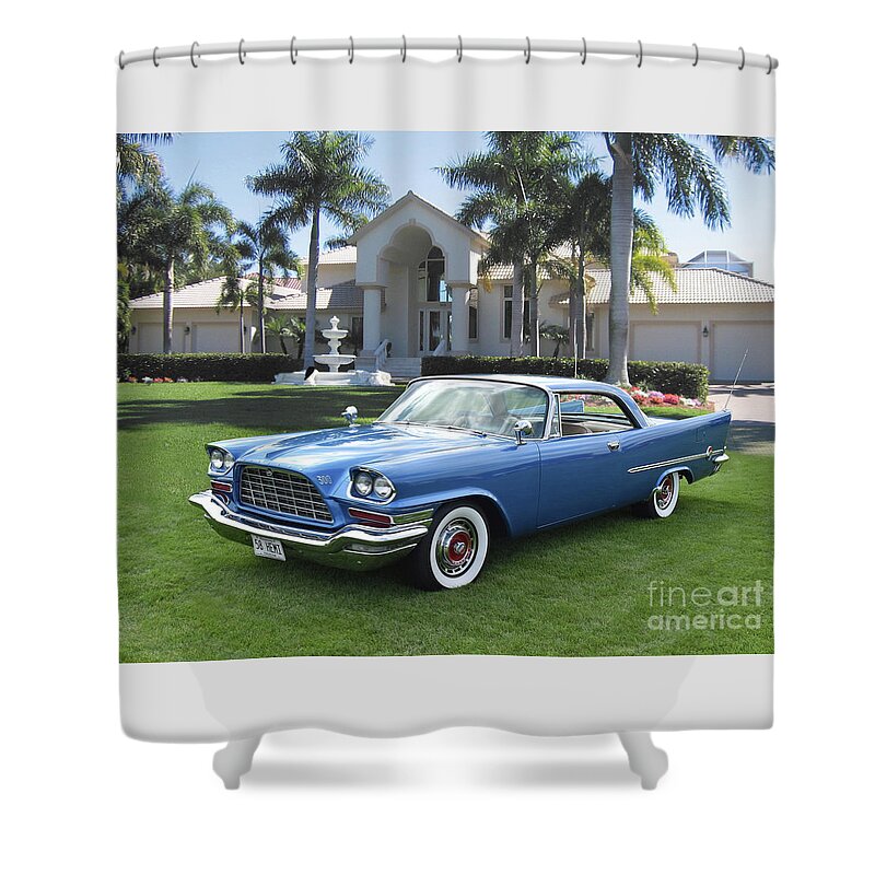 1958 Shower Curtain featuring the photograph 1958 Chrysler 300D by Ron Long