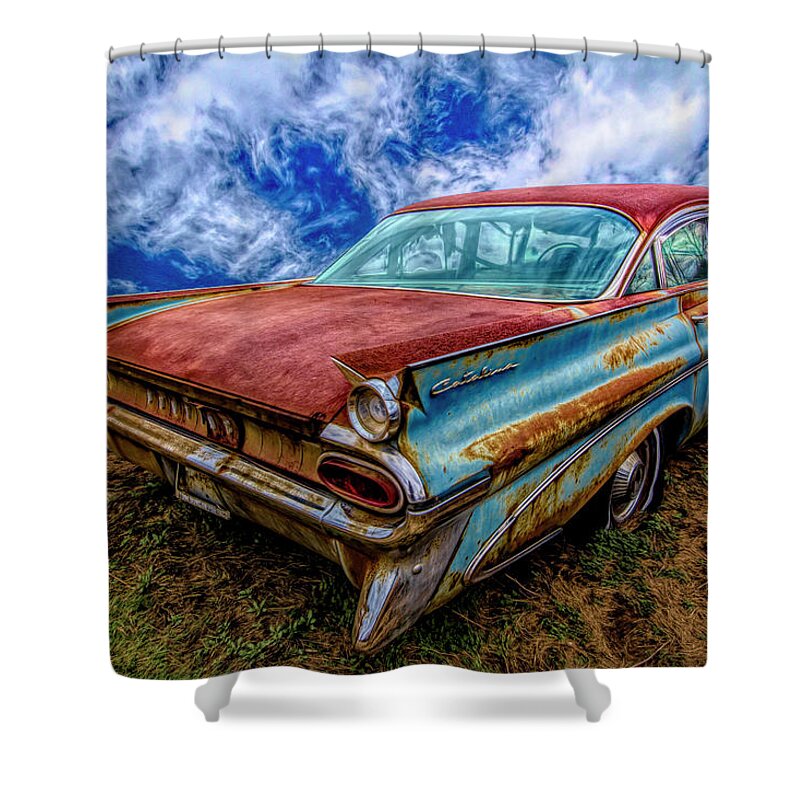 1959 Shower Curtain featuring the photograph 1959 Pontiac in HDR Detail by Debra and Dave Vanderlaan