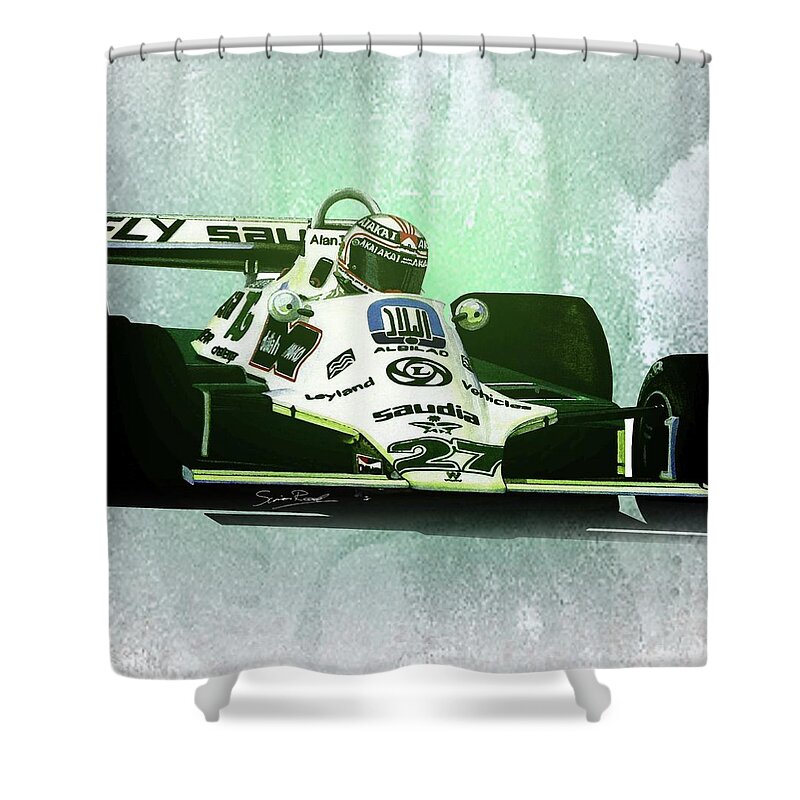 Art Shower Curtain featuring the painting 1980 Williams FW07B by Simon Read