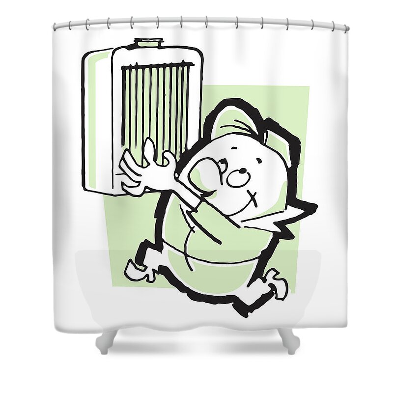 Activity Shower Curtain featuring the drawing Auto Mechanic Working #2 by CSA Images