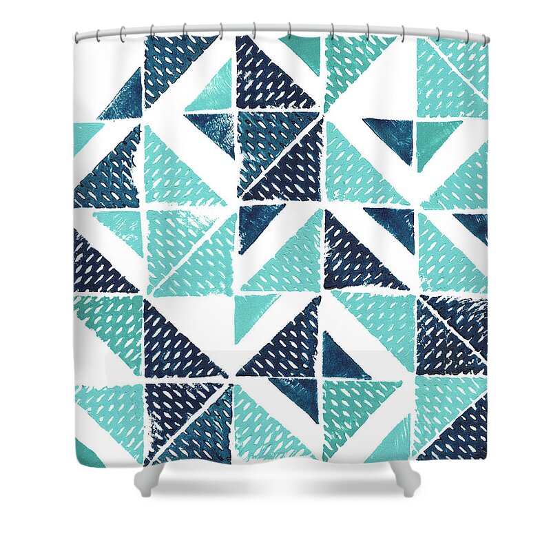 Decorative Shower Curtain featuring the painting Beryl Block Print I by Grace Popp