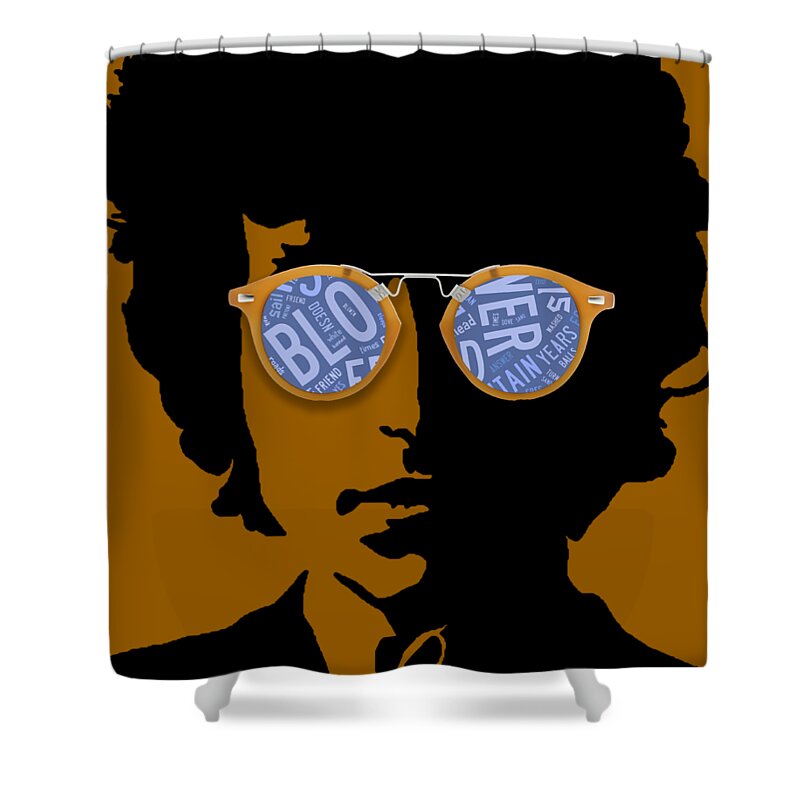 Bob Dylan Shower Curtain featuring the mixed media Bob Dylan Blowin in The Wind #2 by Marvin Blaine