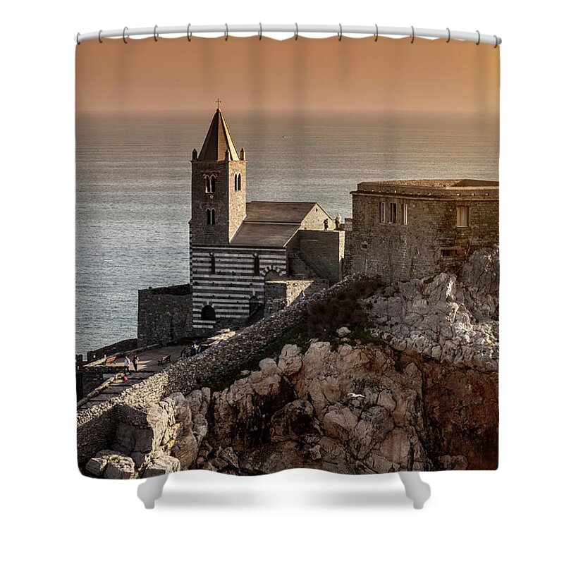 Tranquility Shower Curtain featuring the photograph Church Of St Peter, Portovenere, Cinque #2 by Cultura Exclusive/walter Zerla