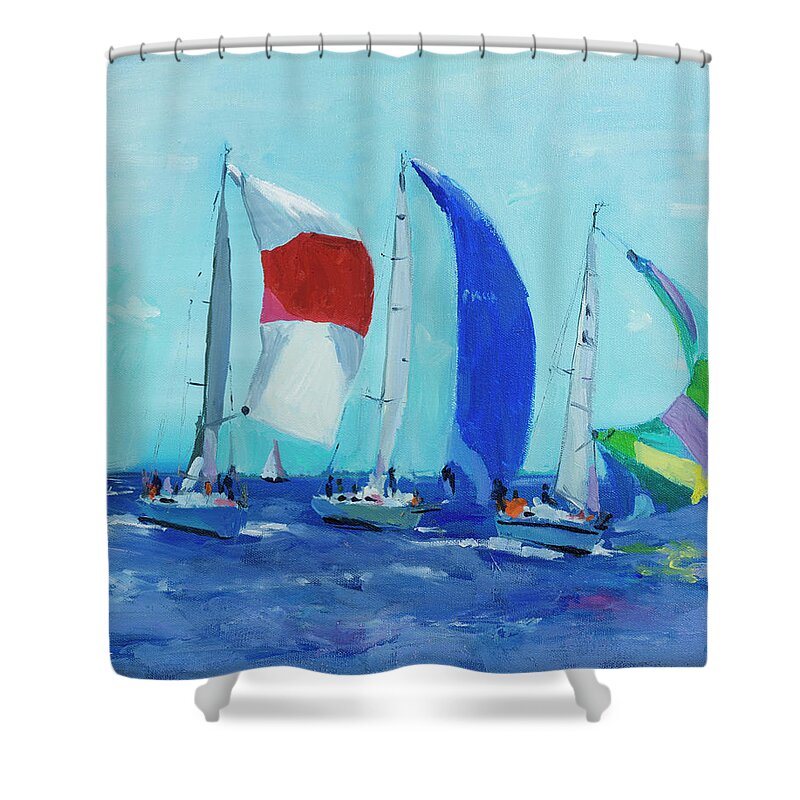 Coastal Shower Curtain featuring the painting Chutes by Curt Crain