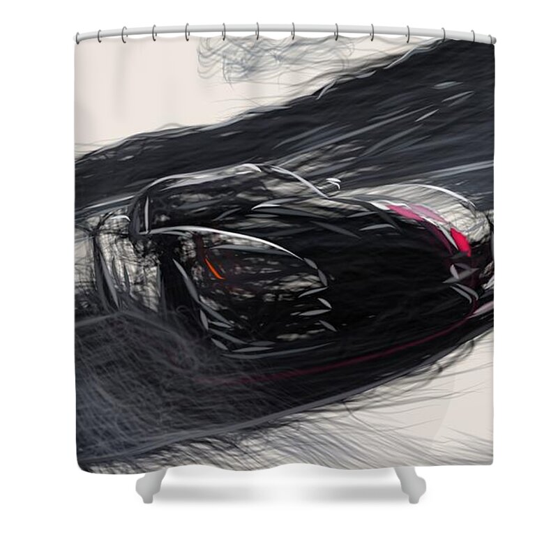 Dodge Shower Curtain featuring the digital art Dodge Viper SRT10 ACR X Draw #2 by CarsToon Concept