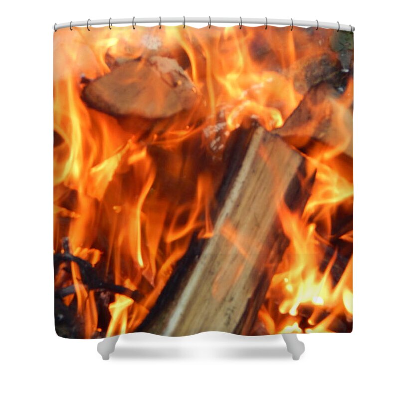 Fire Shower Curtain featuring the photograph Fire fire burns twigs and wood #2 by Oleg Prokopenko