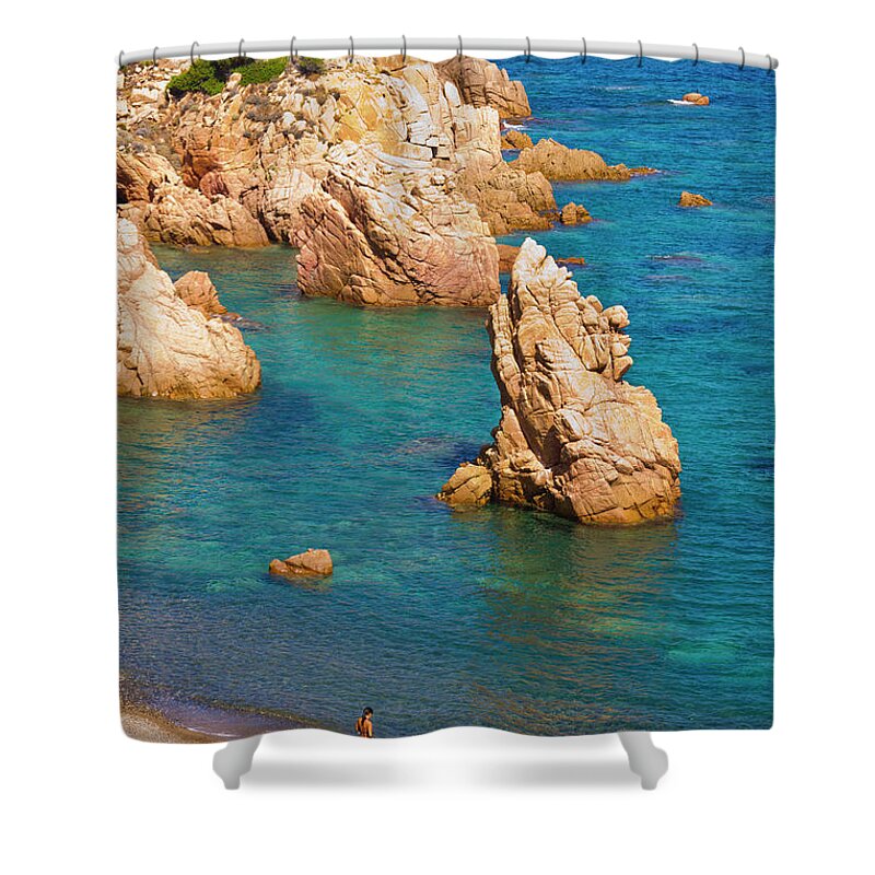 Water's Edge Shower Curtain featuring the photograph Italy, Sardinia, Cala Tinnari #2 by Aldo Pavan