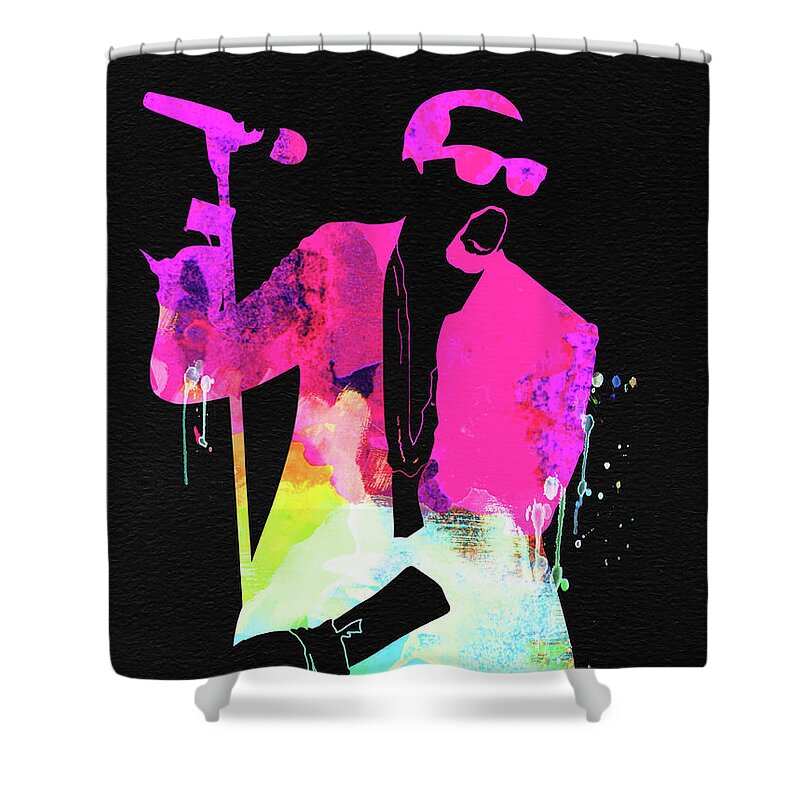 Kanye West Shower Curtain featuring the mixed media Kanye Watercolor by Naxart Studio
