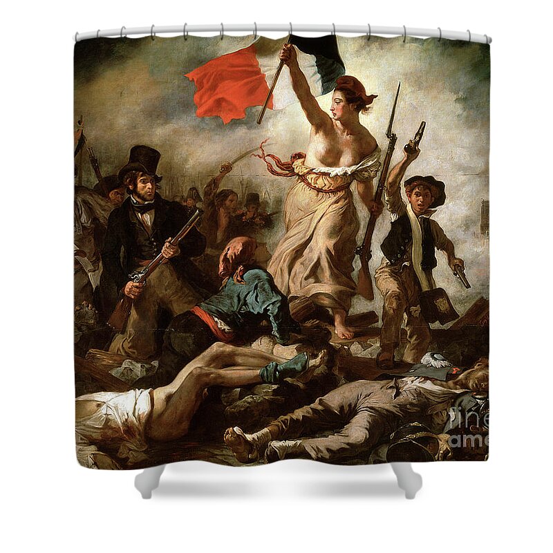 19th Century Shower Curtain featuring the painting Liberty Leading The People by Eugene Delacroix