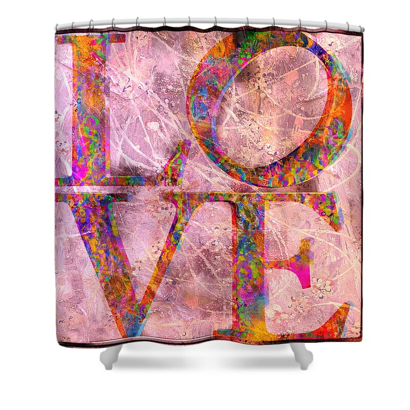 Love Art Shower Curtain featuring the mixed media LOve #2 by Don Wright