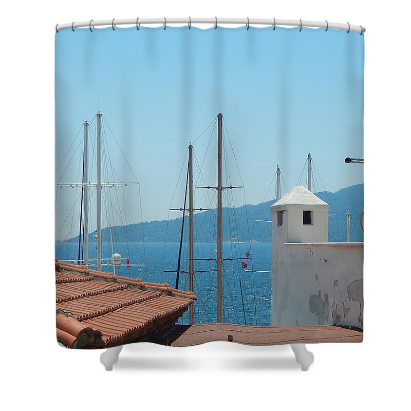 Turkey Shower Curtain featuring the photograph Mediterranean architecture in the Aegean Sea in Turkey, Marmaris #2 by Oleg Prokopenko