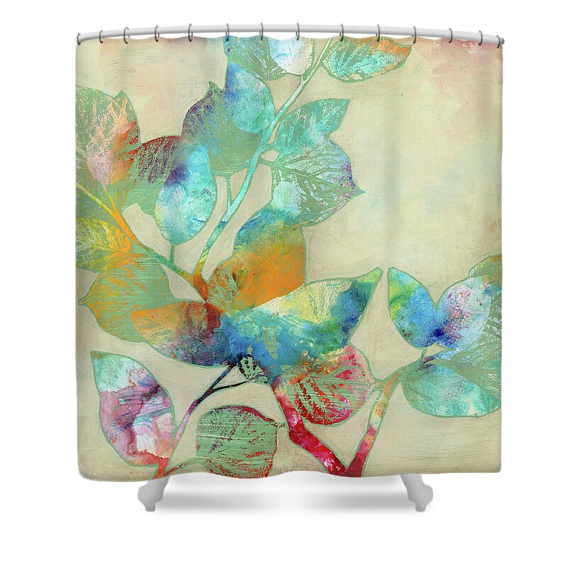 Botanical Shower Curtain featuring the painting Merging Leaves I by Jennifer Goldberger
