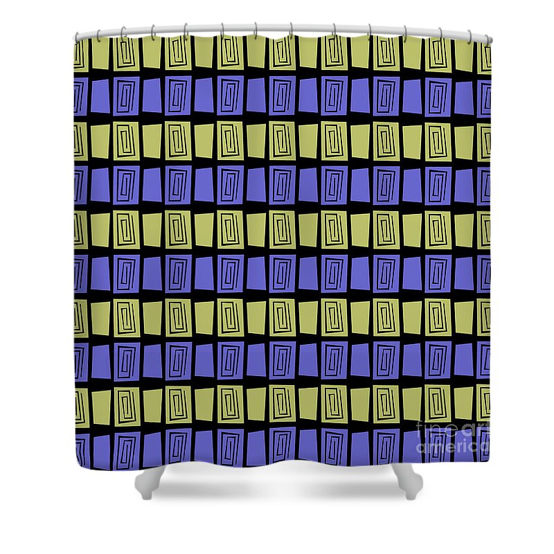  Shower Curtain featuring the digital art Mid Century Modern Maze #3 by Donna Mibus
