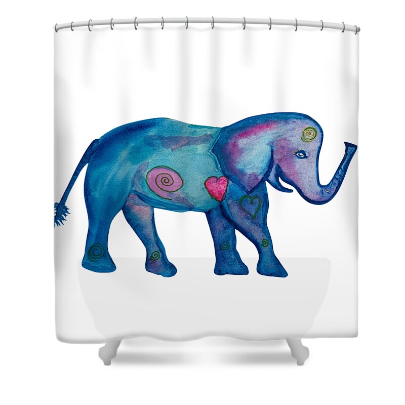 Elephant Shower Curtain featuring the painting Elephant - You Are Precious by Sandy Rakowitz