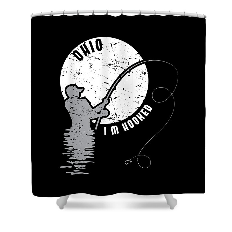 State Shower Curtain featuring the digital art OH Ohio Fishing design Gift for Fishermen and Anglers #3 by Martin Hicks