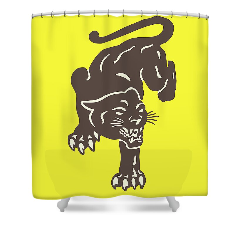 Animal Shower Curtain featuring the drawing Panther #2 by CSA Images
