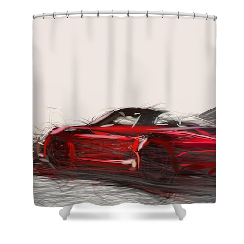 Porsche Shower Curtain featuring the digital art Porsche 911 GTS Drawing #3 by CarsToon Concept