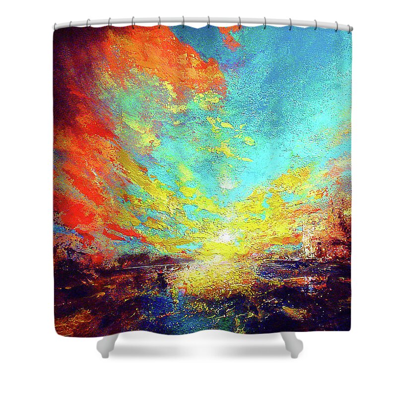 Textured Shower Curtain featuring the painting Red Rain #2 by Neil McBride