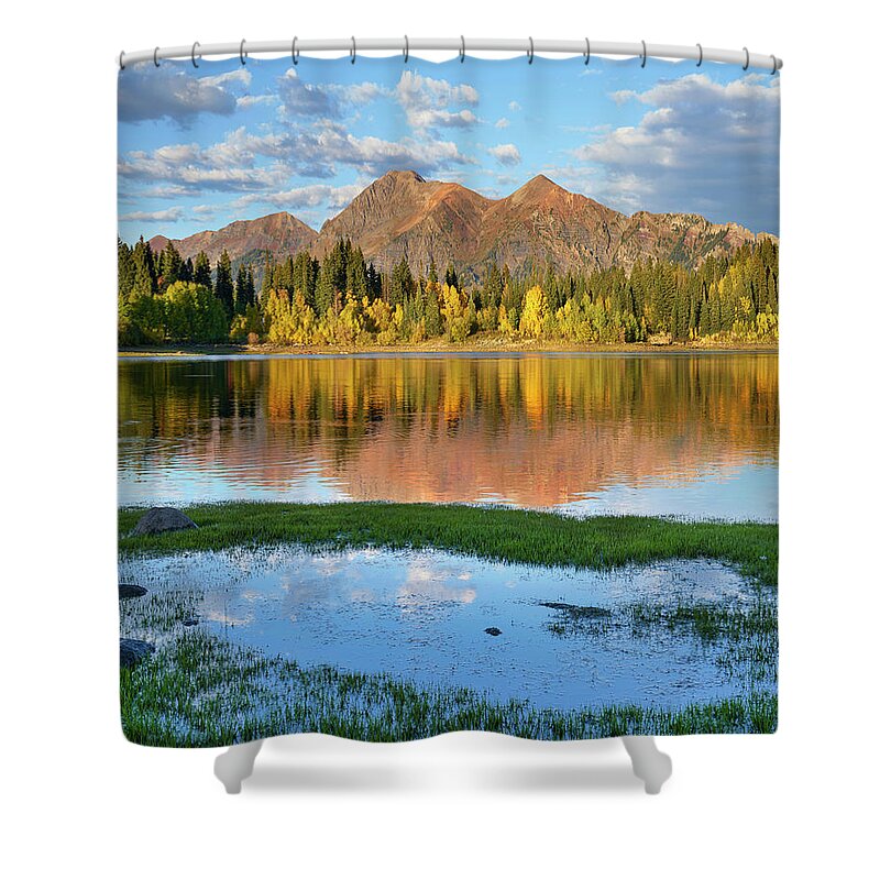 00567588 Shower Curtain featuring the photograph Ruby Range, Lost Lake Slough, Colorado #2 by Tim Fitzharris