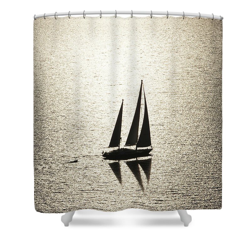 Curve Shower Curtain featuring the photograph Sailing At Sunset #2 by Mbbirdy