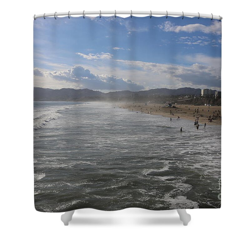 Beach Shower Curtain featuring the photograph Santa Monica Beach, Santa Monica, California #2 by John Shiron