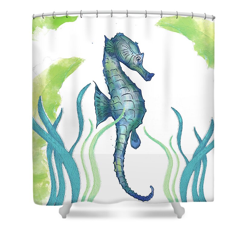 Art Shower Curtain featuring the drawing Seahorse #2 by Unknown
