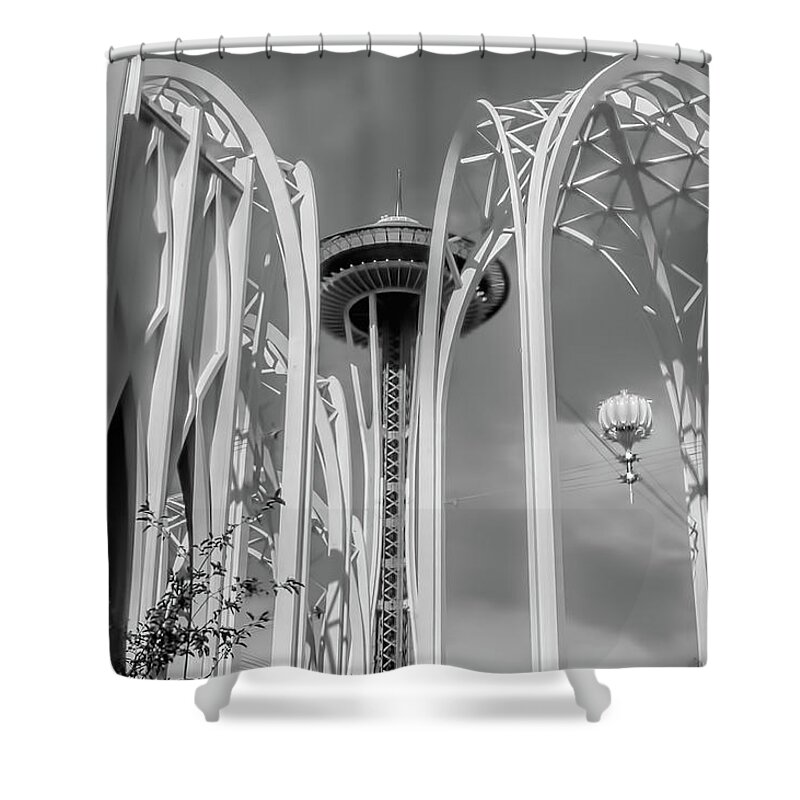 Space Needle Shower Curtain featuring the photograph Space Needle Vintage SPN3 by Cathy Anderson