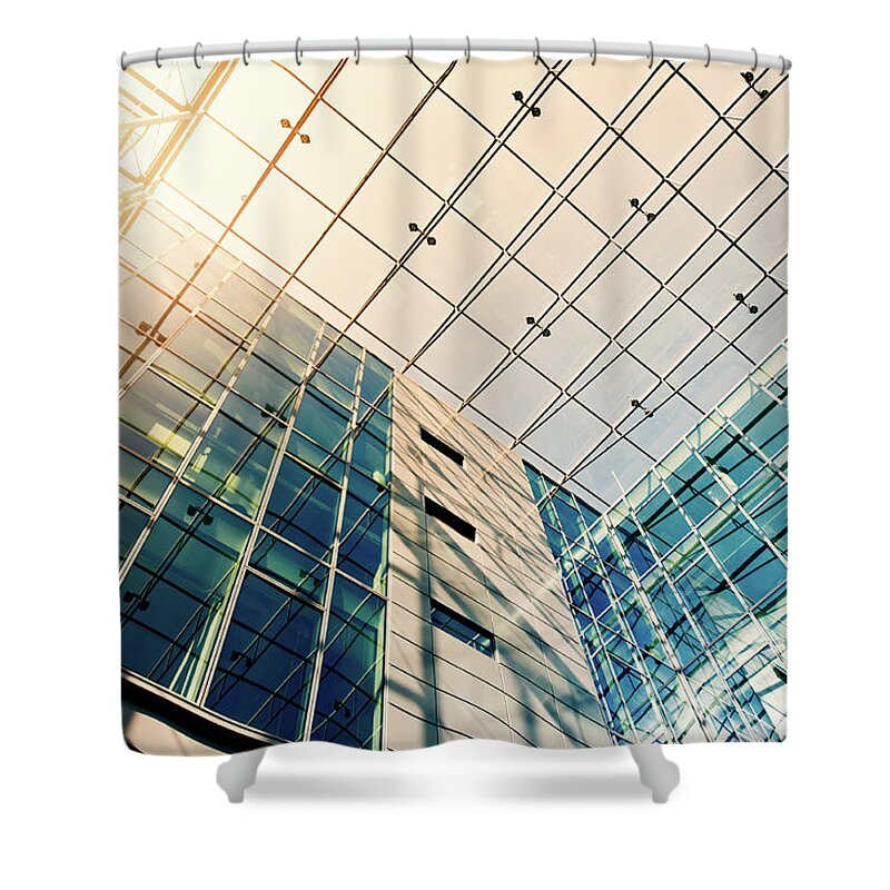 Orange Color Shower Curtain featuring the photograph Steel And Glass Building #2 by Ppampicture