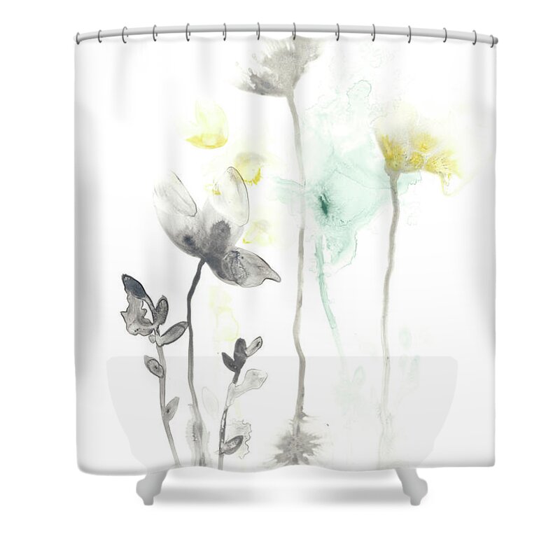 Botanical Shower Curtain featuring the painting Stem Illusion II by June Erica Vess