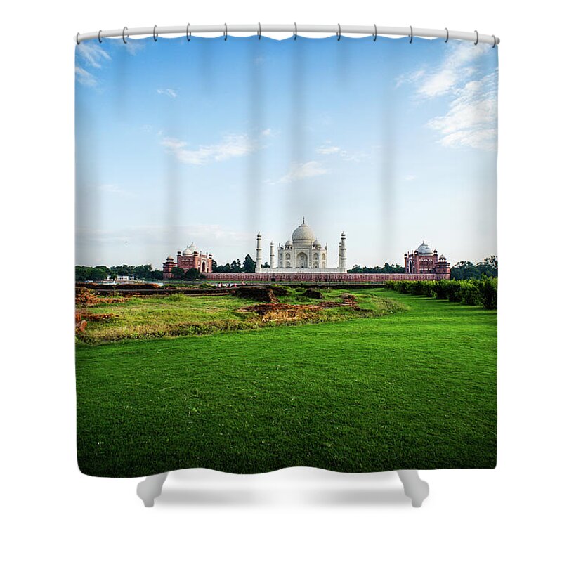 Grass Shower Curtain featuring the photograph Taj Mahal - Agra #2 by Joerg Reichel