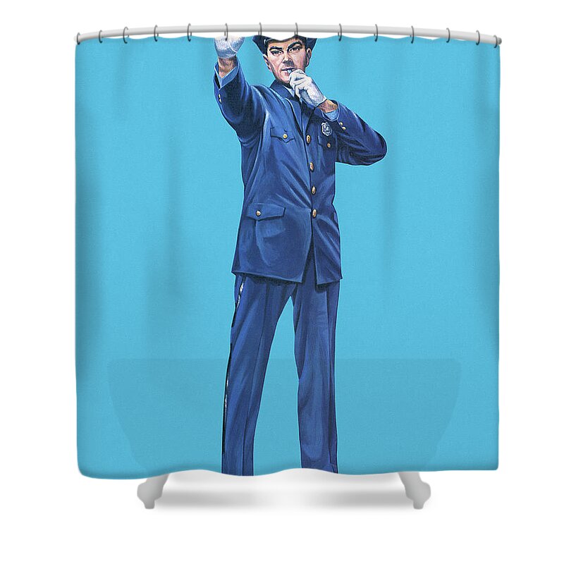 Accessories Shower Curtain featuring the drawing Traffic Cop #2 by CSA Images